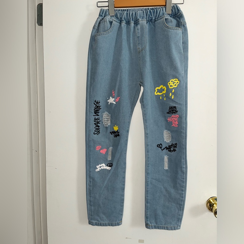 Girls graffiti pull on pants